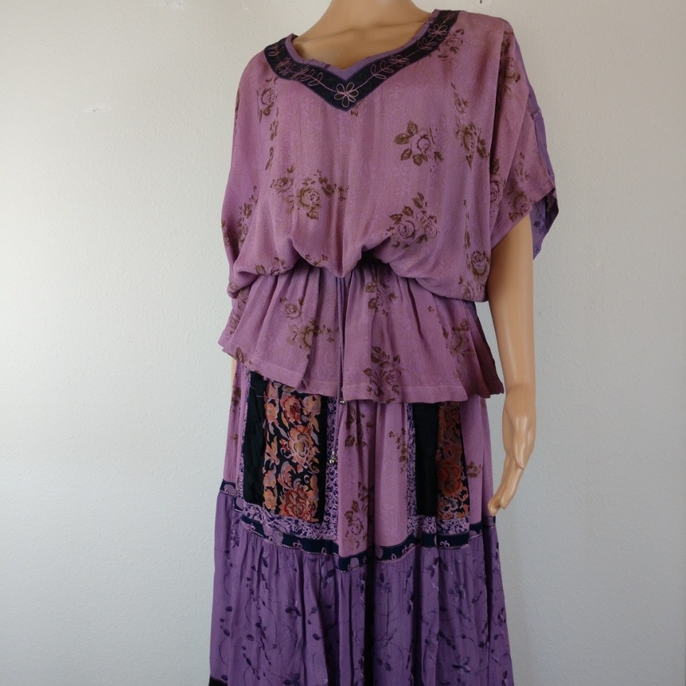Boho Gypsy Chic Blouse/Long Skirt Set sz L/XL NWOT